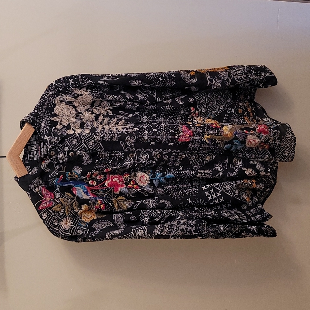 Johnny Was Black Blouse Size Large